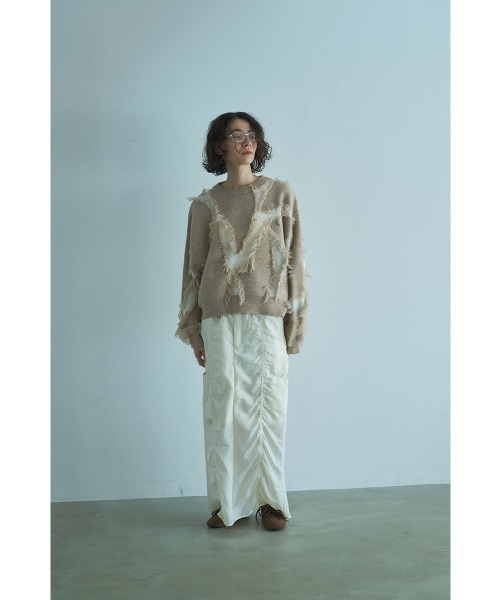 marjour(マージュール)の「FRINGE LINE KNIT TOP(ニット/セーター・レディース・ベージュ/グレー・M)」の9枚目の写真