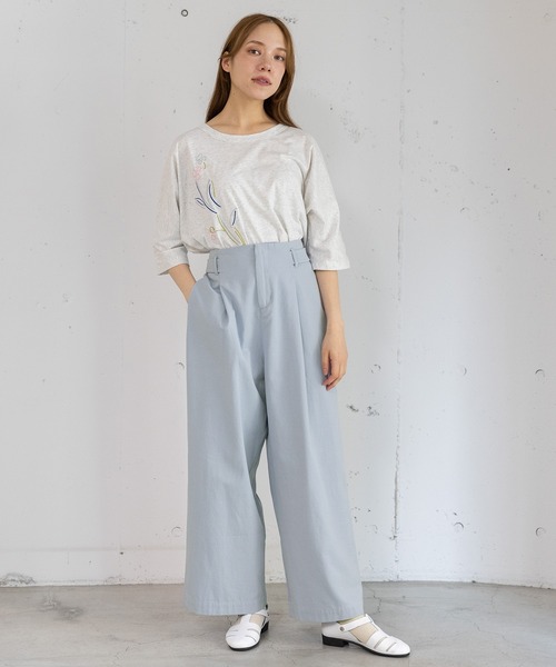 POU DOU DOU（プードゥドゥ）の「コットンリネンサージサイドベルトパンツ（その他パンツ・レディース・ダークグレー/ベージュ/ブルー・3）」の15枚目の写真