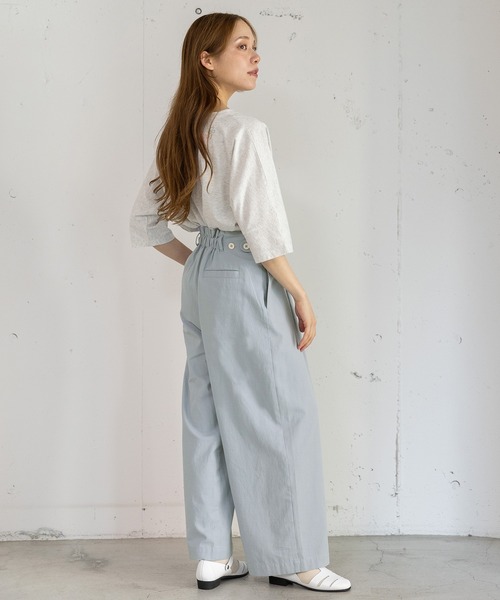 POU DOU DOU（プードゥドゥ）の「コットンリネンサージサイドベルトパンツ（その他パンツ・レディース・ダークグレー/ベージュ/ブルー・3）」の17枚目の写真