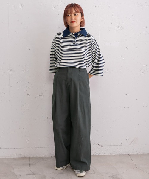 POU DOU DOU（プードゥドゥ）の「コットンリネンサージサイドベルトパンツ（その他パンツ・レディース・ダークグレー/ベージュ/ブルー・3）」の21枚目の写真