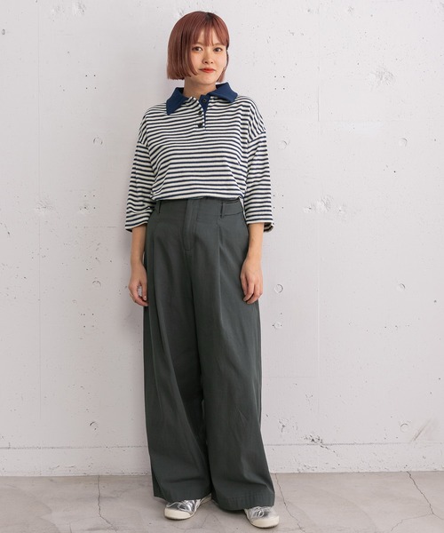 POU DOU DOU（プードゥドゥ）の「コットンリネンサージサイドベルトパンツ（その他パンツ・レディース・ダークグレー/ベージュ/ブルー・3）」の22枚目の写真