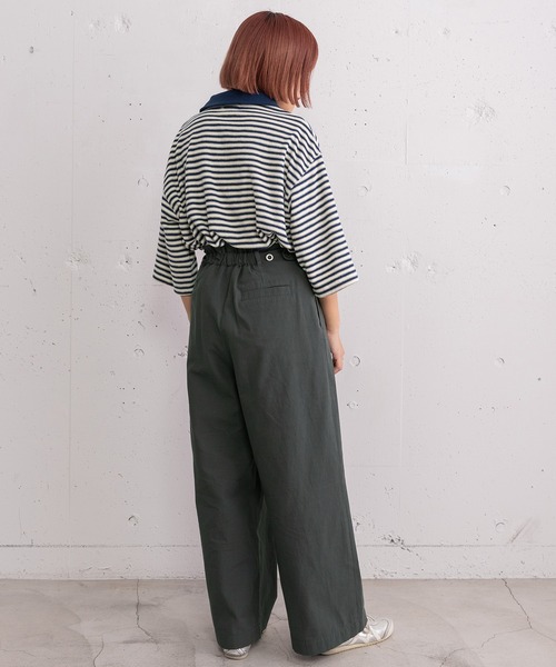 POU DOU DOU（プードゥドゥ）の「コットンリネンサージサイドベルトパンツ（その他パンツ・レディース・ダークグレー/ベージュ/ブルー・3）」の5枚目の写真