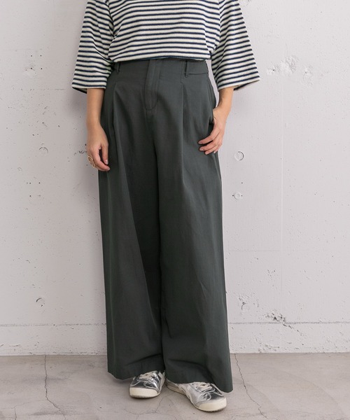 POU DOU DOU（プードゥドゥ）の「コットンリネンサージサイドベルトパンツ（その他パンツ・レディース・ダークグレー/ベージュ/ブルー・3）」の6枚目の写真