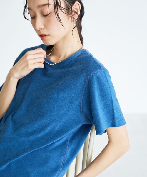 coen（コーエン）の「【Feel Soft / フィールソフト】パイル半袖Tシャツ（Youtube紹介アイテム）（Tシャツ/カットソー・レディース・オフホワイト/ブラウン/ベージュ/ロイヤルブルー・M/L）」の4枚目の写真