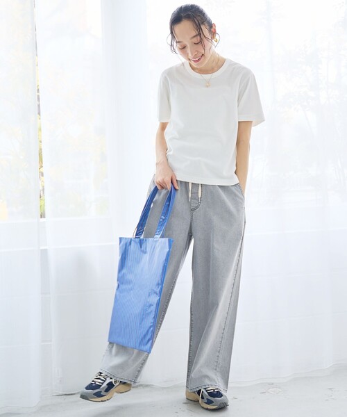coen（コーエン）の「【Feel Soft / フィールソフト】パイル半袖Tシャツ（Youtube紹介アイテム）（Tシャツ/カットソー・レディース・オフホワイト/ブラウン/ベージュ/ロイヤルブルー・M/L）」の5枚目の写真