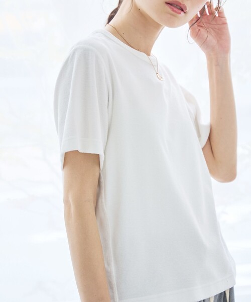 coen（コーエン）の「【Feel Soft / フィールソフト】パイル半袖Tシャツ（Youtube紹介アイテム）（Tシャツ/カットソー・レディース・オフホワイト/ブラウン/ベージュ/ロイヤルブルー・M/L）」の11枚目の写真