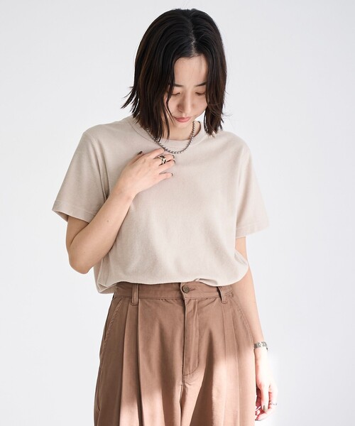 coen（コーエン）の「【Feel Soft / フィールソフト】パイル半袖Tシャツ（Youtube紹介アイテム）（Tシャツ/カットソー・レディース・オフホワイト/ブラウン/ベージュ/ロイヤルブルー・M/L）」の15枚目の写真