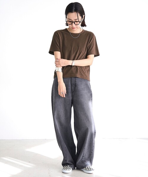 coen（コーエン）の「【Feel Soft / フィールソフト】パイル半袖Tシャツ（Youtube紹介アイテム）（Tシャツ/カットソー・レディース・オフホワイト/ブラウン/ベージュ/ロイヤルブルー・M/L）」の18枚目の写真
