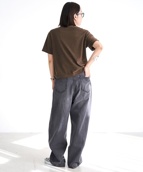 coen（コーエン）の「【Feel Soft / フィールソフト】パイル半袖Tシャツ（Youtube紹介アイテム）（Tシャツ/カットソー・レディース・オフホワイト/ブラウン/ベージュ/ロイヤルブルー・M/L）」の19枚目の写真