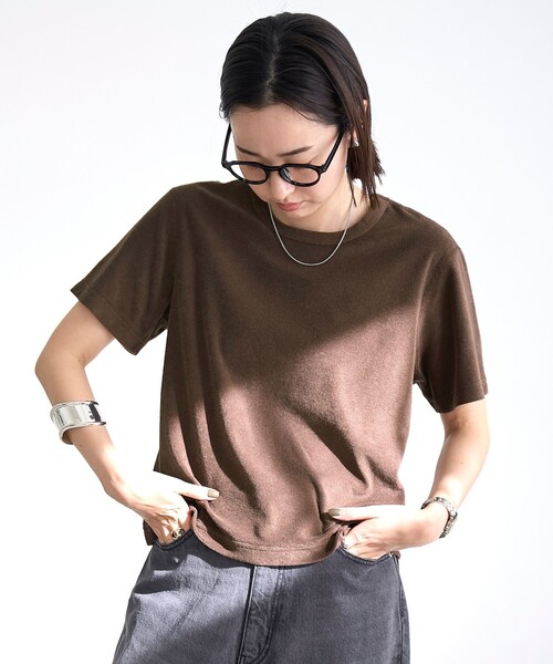 coen（コーエン）の「【Feel Soft / フィールソフト】パイル半袖Tシャツ（Youtube紹介アイテム）（Tシャツ/カットソー・レディース・オフホワイト/ブラウン/ベージュ/ロイヤルブルー・M/L）」の20枚目の写真