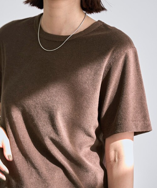 coen（コーエン）の「【Feel Soft / フィールソフト】パイル半袖Tシャツ（Youtube紹介アイテム）（Tシャツ/カットソー・レディース・オフホワイト/ブラウン/ベージュ/ロイヤルブルー・M/L）」の22枚目の写真