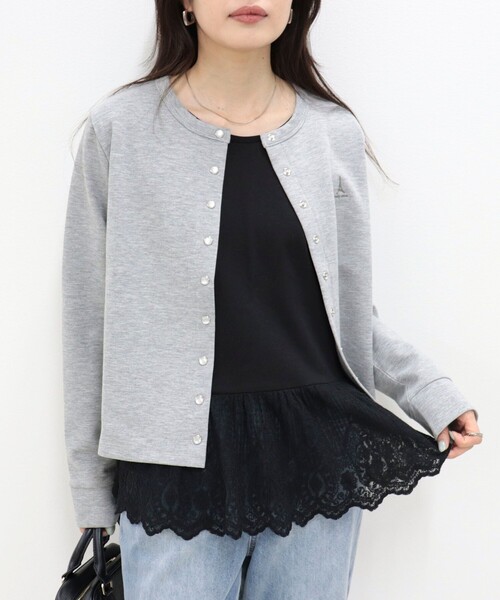 fredy emue（フレディエミュ）の「レースドッキングタンクトップ（タンクトップ・レディース・ブラック/オフホワイト・38）」の2枚目の写真