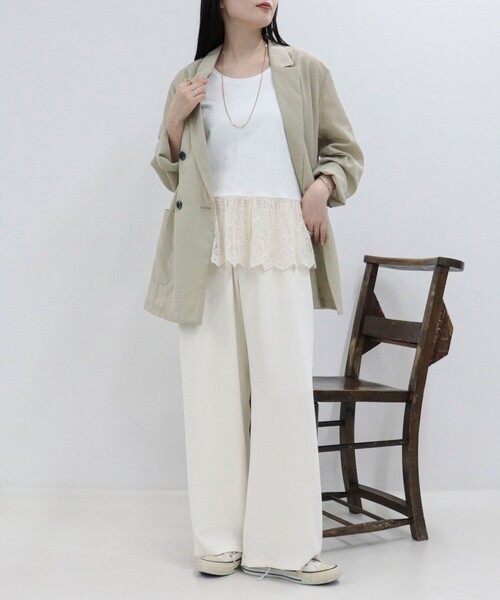 fredy emue（フレディエミュ）の「レースドッキングタンクトップ（タンクトップ・レディース・ブラック/オフホワイト・38）」の8枚目の写真