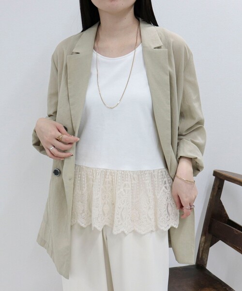 fredy emue（フレディエミュ）の「レースドッキングタンクトップ（タンクトップ・レディース・ブラック/オフホワイト・38）」の9枚目の写真