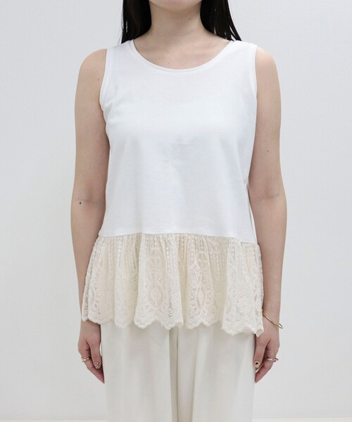 fredy emue（フレディエミュ）の「レースドッキングタンクトップ（タンクトップ・レディース・ブラック/オフホワイト・38）」の12枚目の写真