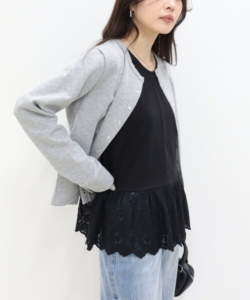 fredy emue（フレディエミュ）の「レースドッキングタンクトップ（タンクトップ・レディース・ブラック/オフホワイト・38）」の5枚目の写真