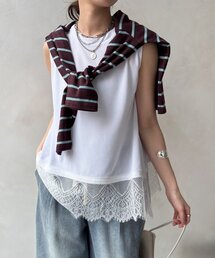 WEB限定】レース×オーガンジーフリルプルオーバー（Tシャツ/カットソー