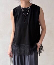 DouDou | 【セットアップ可能】裾レースタンク(Tシャツ/カットソー)