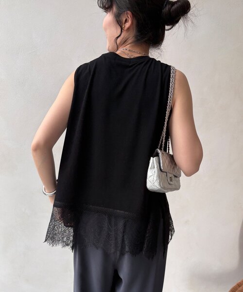 DouDou(ドゥドゥ)の「【セットアップ可能】裾レースタンク(Tシャツ/カットソー・レディース・ブラック/オフホワイト/グレー・FREE)」の16枚目の写真