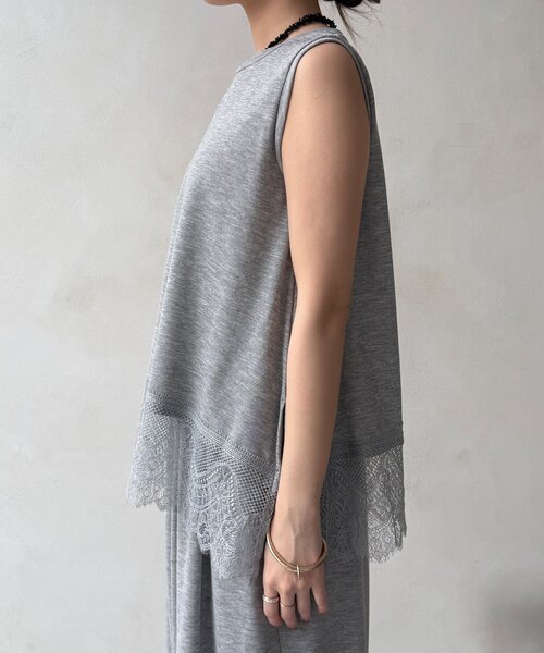 DouDou(ドゥドゥ)の「【セットアップ可能】裾レースタンク(Tシャツ/カットソー・レディース・ブラック/オフホワイト/グレー・FREE)」の11枚目の写真