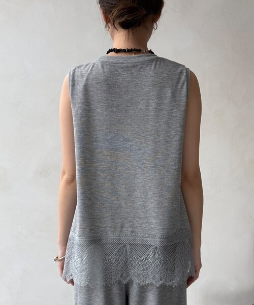 DouDou(ドゥドゥ)の「【セットアップ可能】裾レースタンク(Tシャツ/カットソー・レディース・ブラック/オフホワイト/グレー・FREE)」の12枚目の写真