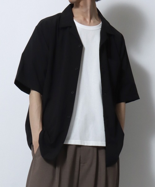 SITRY（シトリー）の「Open Collar Shirt/ビッグシルエット オープンカラーシャツ とろみシャツ 半袖シャツ（シャツ/ブラウス・メンズ・アイボリー/チャコール/グレイッシュブルー/ブラック・M/LL/L）」の22枚目の写真