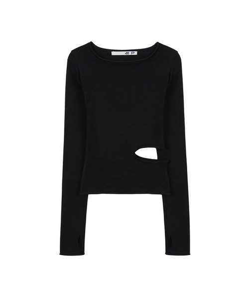 Slit Long Sleeve Knit Top / Black（Tシャツ/カットソー）｜41PRAY