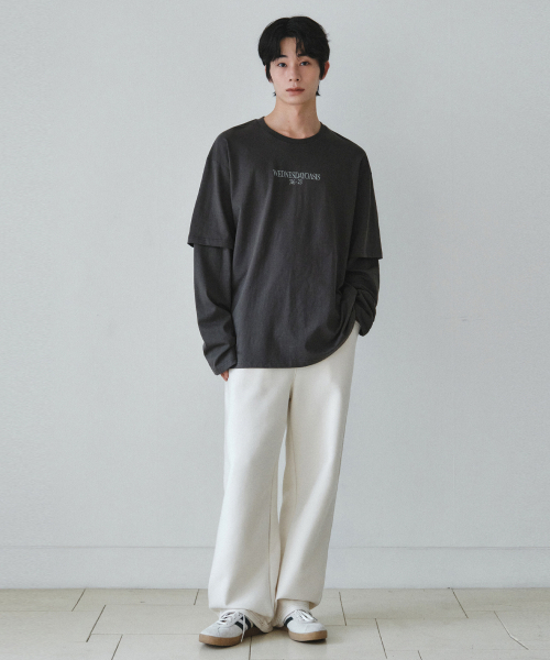 WEDNESDAY OASIS(ウェンズデーオアシス)の「スリーブレイヤードTシャツ_2COLOR(W26TP06)(Tシャツ/カットソー・メンズ・ブラック/チャコール・MEDIUM/LARGE)」の3枚目の写真