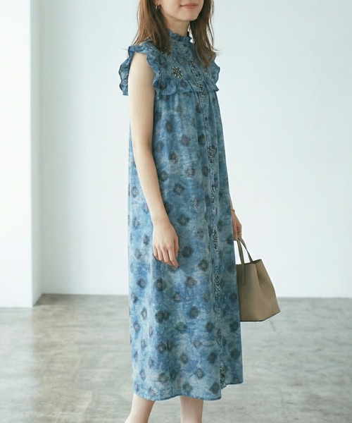 Belta attrice(ベルタアトリーチェ)の「インドコットン100% エスニック総柄 ティアード ロングワンピース / ナチュラル コットンワンピ(シャツワンピース・レディース・カーキ系/ブラウン系その他/ブルー系その他・FREE)」の5枚目の写真