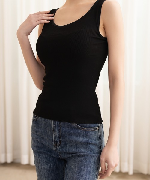 by LEGNA(バイレグナ)の「ワイヤー入りカップ付きブラキャミタンクトップ(キャミソール・レディース・ブラック/アッシュグレー・AB75/AB70/CD75/CD70)」の1枚目の写真