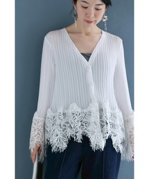 cawaii | 細やかに浮かぶランダム裾レースのプリーツカーディガン(カーディガン/ボレロ)