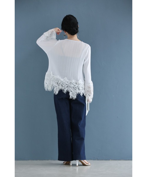 cawaii（カワイイ）の「細やかに浮かぶランダム裾レースのプリーツカーディガン（カーディガン/ボレロ・レディース・ブラック/ホワイト・FREE）」の11枚目の写真