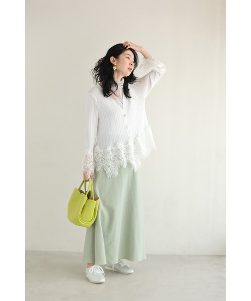 cawaii（カワイイ）の「細やかに浮かぶランダム裾レースのプリーツカーディガン（カーディガン/ボレロ・レディース・ブラック/ホワイト・FREE）」の14枚目の写真