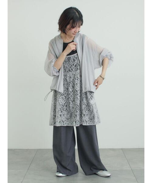 Samansa Mos2（サマンサ モスモス）の「前後2WAYレースキャミソール（チュニック・レディース・グレー/オフホワイト/ブラック・F）」の9枚目の写真