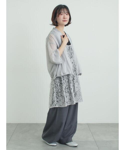 Samansa Mos2（サマンサ モスモス）の「前後2WAYレースキャミソール（チュニック・レディース・グレー/オフホワイト/ブラック・F）」の11枚目の写真