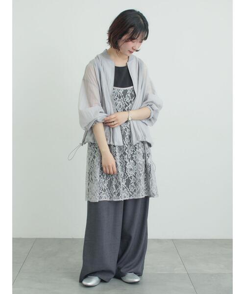 Samansa Mos2（サマンサ モスモス）の「前後2WAYレースキャミソール（チュニック・レディース・グレー/オフホワイト/ブラック・F）」の19枚目の写真