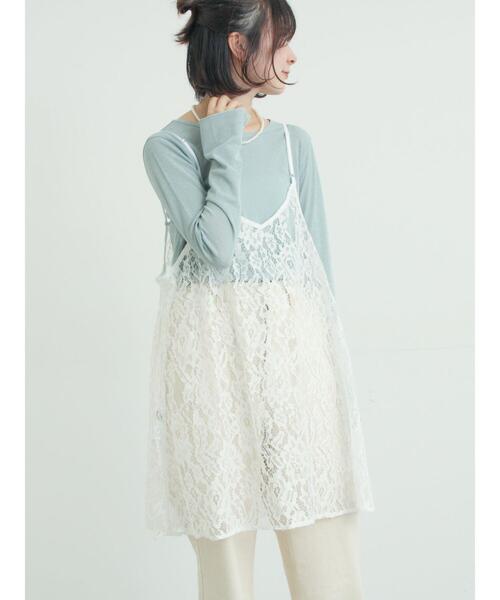 Samansa Mos2（サマンサ モスモス）の「前後2WAYレースキャミソール（チュニック・レディース・グレー/オフホワイト/ブラック・F）」の20枚目の写真