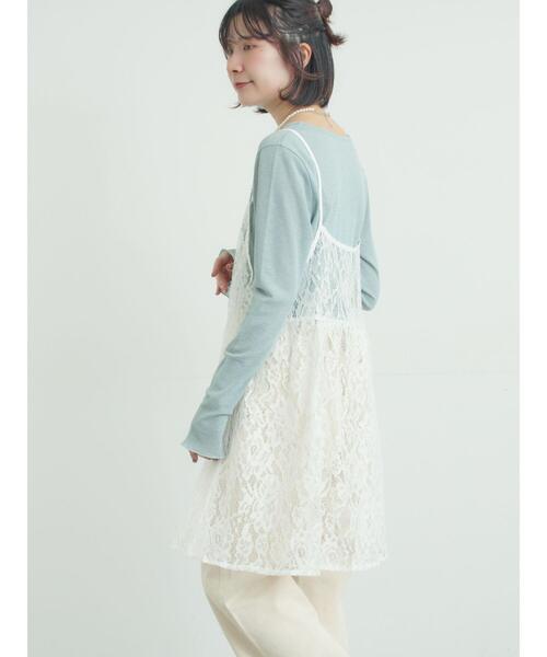 Samansa Mos2（サマンサ モスモス）の「前後2WAYレースキャミソール（チュニック・レディース・グレー/オフホワイト/ブラック・F）」の21枚目の写真