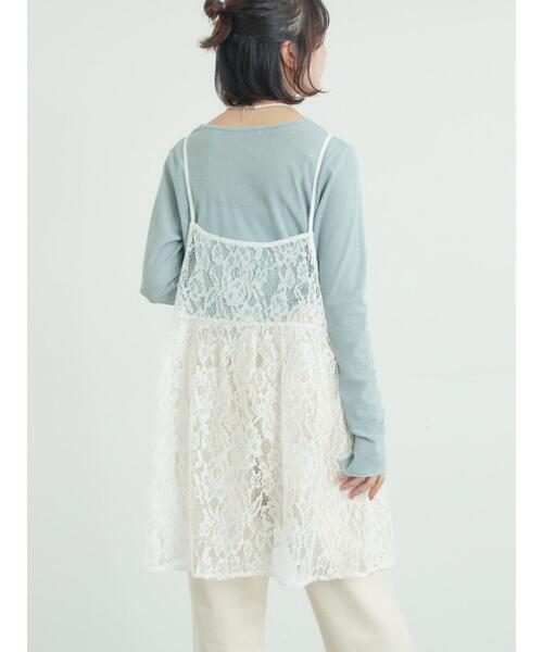 Samansa Mos2（サマンサ モスモス）の「前後2WAYレースキャミソール（チュニック・レディース・グレー/オフホワイト/ブラック・F）」の22枚目の写真