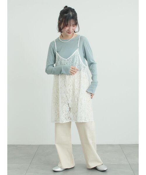 Samansa Mos2（サマンサ モスモス）の「前後2WAYレースキャミソール（チュニック・レディース・グレー/オフホワイト/ブラック・F）」の12枚目の写真