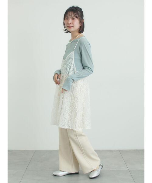 Samansa Mos2（サマンサ モスモス）の「前後2WAYレースキャミソール（チュニック・レディース・グレー/オフホワイト/ブラック・F）」の13枚目の写真