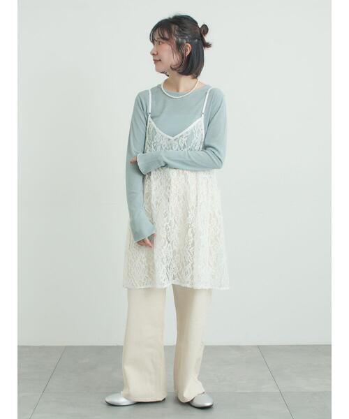 Samansa Mos2（サマンサ モスモス）の「前後2WAYレースキャミソール（チュニック・レディース・グレー/オフホワイト/ブラック・F）」の14枚目の写真