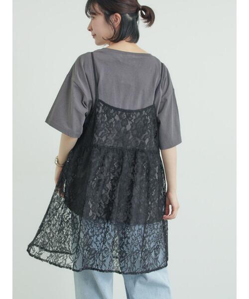 Samansa Mos2（サマンサ モスモス）の「前後2WAYレースキャミソール（チュニック・レディース・グレー/オフホワイト/ブラック・F）」の16枚目の写真