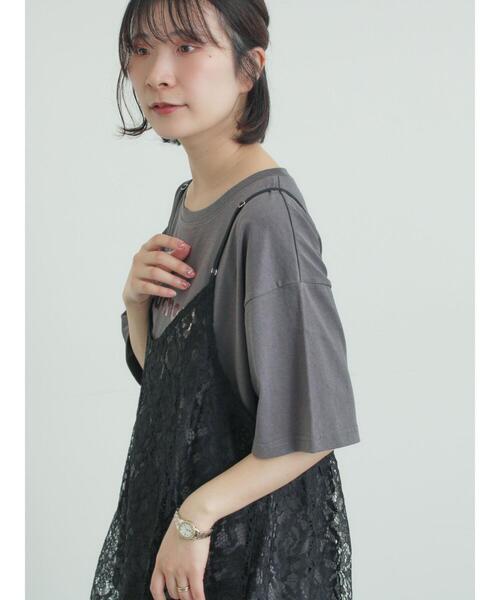 Samansa Mos2（サマンサ モスモス）の「前後2WAYレースキャミソール（チュニック・レディース・グレー/オフホワイト/ブラック・F）」の18枚目の写真
