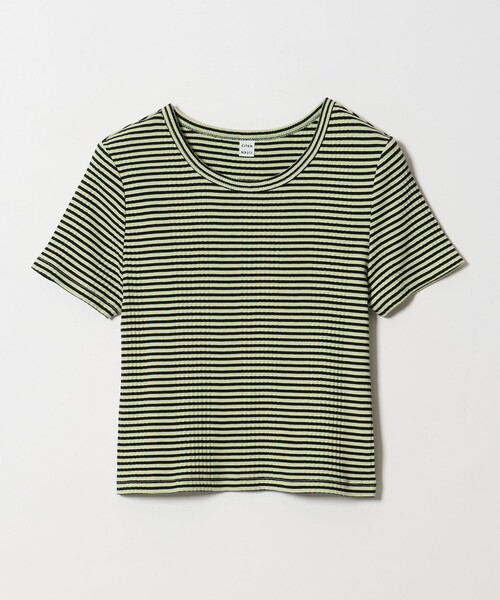 CITEN(シテン)の「<CITEN>ボーダーチビT(Tシャツ/カットソー・レディース・ダークブラウン/ライム・FREE)」の5枚目の写真