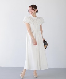 ダリアフリルロングシャツワンピース　fitmore セール】ダリアフリルロングシャツワンピース（シャツワンピース