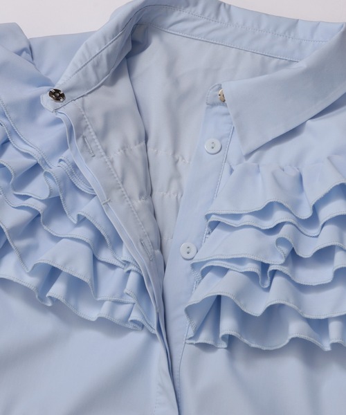 Fit more（フィットモア）の「ダリアフリルロングシャツワンピース（シャツワンピース・レディース・ホワイト/ネイビー/ブルー・LONG/SHORT）」の21枚目の写真
