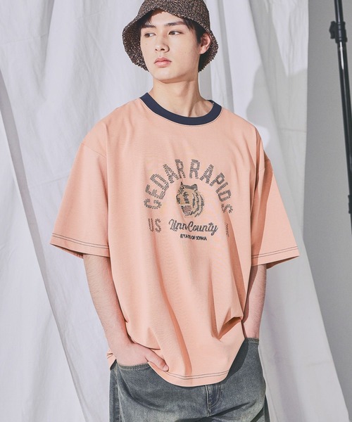 niko and...(ニコアンド)の「プレーティングロゴTシャツ(Tシャツ/カットソー・メンズ・チャコール/ピンク/グリーン/ライトグレー・MEDIUM/LARGE)」の4枚目の写真