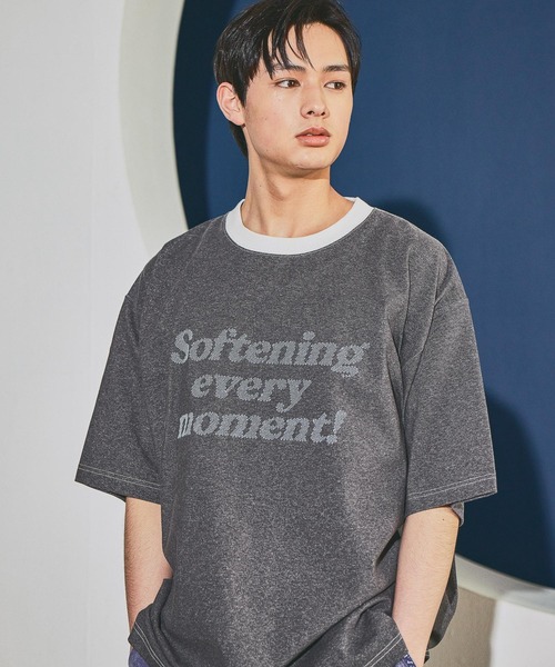 niko and...(ニコアンド)の「プレーティングロゴTシャツ(Tシャツ/カットソー・メンズ・チャコール/ピンク/グリーン/ライトグレー・MEDIUM/LARGE)」の3枚目の写真