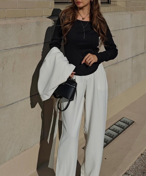 esutoreja(エストレジャ)の「ラウンドヘムベーシックトップス(Tシャツ/カットソー・レディース・グレー/ホワイト/チャコール・FREE)」の18枚目の写真